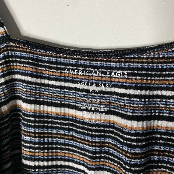 American Eagle Soft & Sexy Rib Striped Crop Tank Size L - Picture 5 of 6